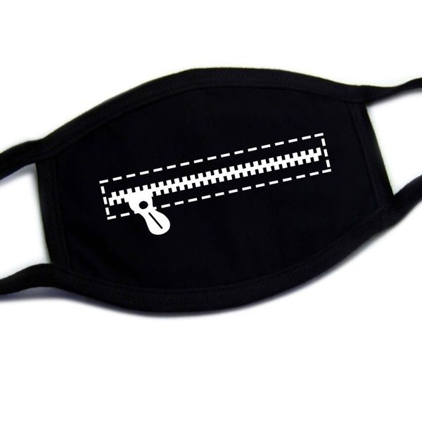 cloth black mask personalized facial exprsion zipper dustproof cotton printed
