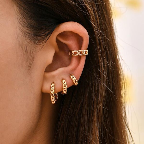 minimalist gold color link chain hoop earrings for woman fashion geometric round circle metal thin small earring jewelry, Golden;silver
minimalist gold color link chain hoop earrings for woman fashion geometric round circle metal thin small earring jewelry, Golden;silver