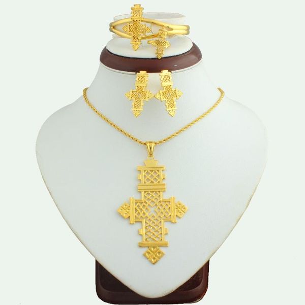 earrings & necklace ethiopian gold cross jewelry set color women's fashion design, Silver
earrings & necklace ethiopian gold cross jewelry set color women's fashion design, Silver