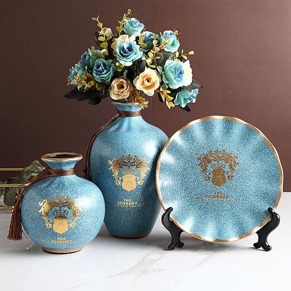 vases american ceramic three-piece set creative el soft of hand-painted dry vase technology home decore
vases american ceramic three-piece set creative el soft of hand-painted dry vase technology home decore