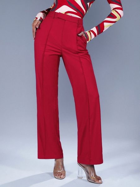 high waist seam detail slant pockets pants p1fp#, Black;white
high waist seam detail slant pockets pants p1fp#, Black;white