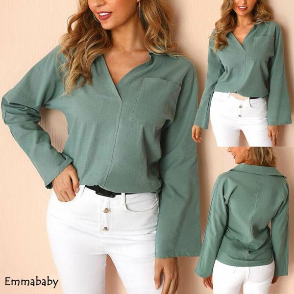 2021 new autumn womens casual v neck long sleeve blouses green loose women blouses plus size, White
2021 new autumn womens casual v neck long sleeve blouses green loose women blouses plus size, White