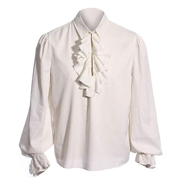 men's casual shirts white ruffles turn down collar lantern sleeve victorian renaissance vintage shirt men vampire & pirate halloween go, White;black
men's casual shirts white ruffles turn down collar lantern sleeve victorian renaissance vintage shirt men vampire & pirate halloween go, White;black