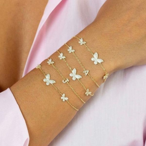 link, chain ins butterfly decorative real gold plated micro-inlaid zircon bracelet anklet jewelry for women, Black
link, chain ins butterfly decorative real gold plated micro-inlaid zircon bracelet anklet jewelry for women, Black