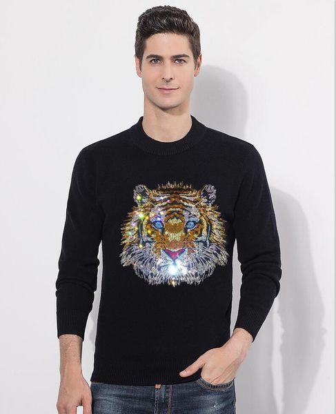 autumn winter men's sweater rhinestone casual fit brand knitted pullovers, White;black
autumn winter men's sweater rhinestone casual fit brand knitted pullovers, White;black
