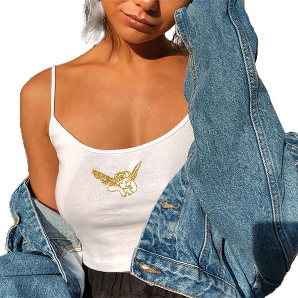 women's tanks & camis summer angel embroidery printing vest casual sling backless stretch fashion club streetwear crop top, White
women's tanks & camis summer angel embroidery printing vest casual sling backless stretch fashion club streetwear crop top, White