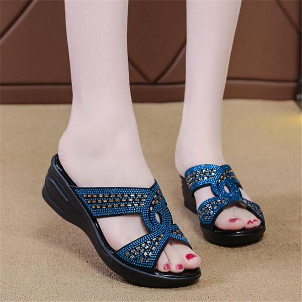 slippers 2021 summer casual slope with women's sandals and thick-soled mother rhinestone breathable, Black
slippers 2021 summer casual slope with women's sandals and thick-soled mother rhinestone breathable, Black