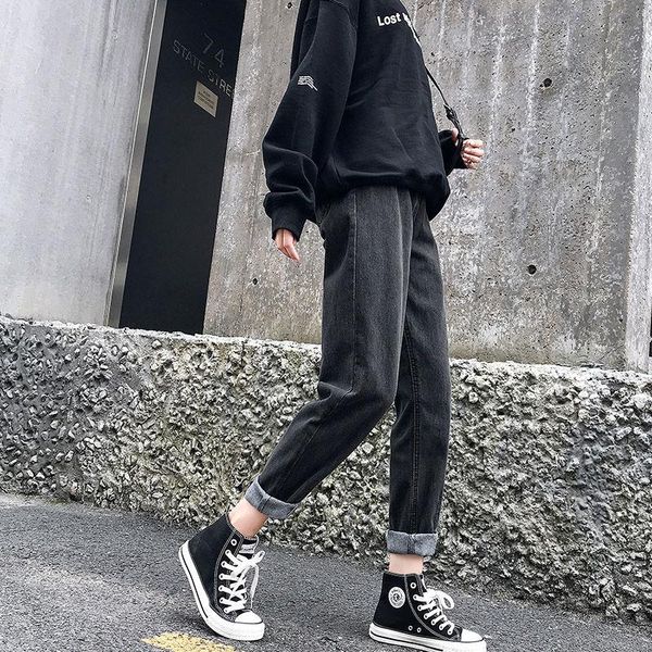 women's jeans woman pants black gray loose high waist straight pantalones vaqueros mujer, Blue
women's jeans woman pants black gray loose high waist straight pantalones vaqueros mujer, Blue