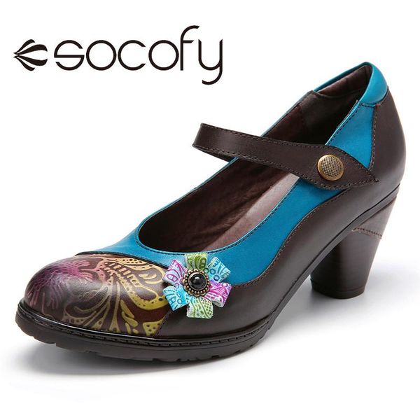 dress shoes socofy retro leather pumps designer floral splicing chunky heel mary jane women botas mujer 2021, Black
dress shoes socofy retro leather pumps designer floral splicing chunky heel mary jane women botas mujer 2021, Black