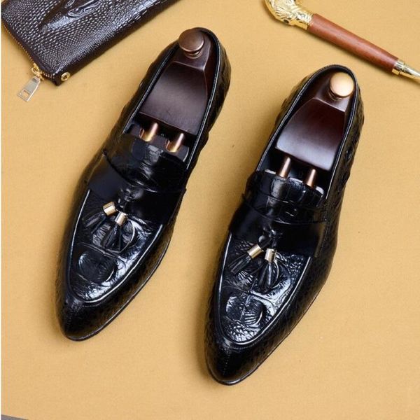 dress shoes mens genuine leather tassel oxfords pointed toe business man crocodile print wedding d2n57, Black
dress shoes mens genuine leather tassel oxfords pointed toe business man crocodile print wedding d2n57, Black
