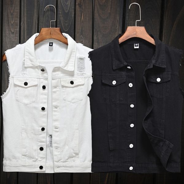 2021 new newly designer fashion sleeveless denim vest men hip hop chaqueta streetwear style biker veste t2pg, Black;white
2021 new newly designer fashion sleeveless denim vest men hip hop chaqueta streetwear style biker veste t2pg, Black;white