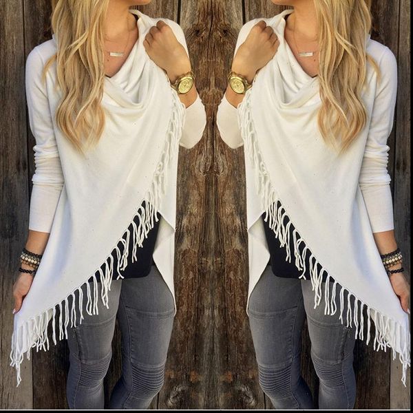 fashion sweater wrap autumn cardigan tassel jumper female cotton solid irregular design jumper for lady women sweater pull femme, White;black
fashion sweater wrap autumn cardigan tassel jumper female cotton solid irregular design jumper for lady women sweater pull femme, White;black