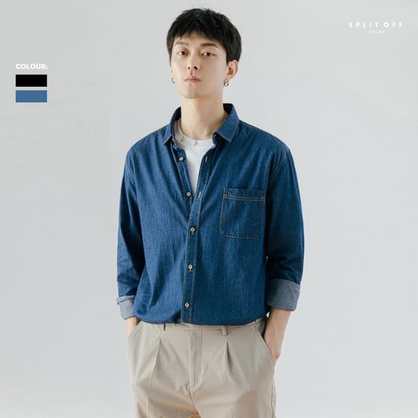men's casual shirts denim men spring comfortable solid jeans clothing long sleeve soft cotton ts-758, White;black
men's casual shirts denim men spring comfortable solid jeans clothing long sleeve soft cotton ts-758, White;black