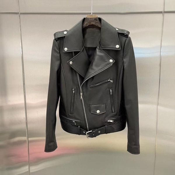 women's leather & faux coat women spring korean genuine jacket arrival locomotive model short clothes female outerwear turn-down collar, Black
women's leather & faux coat women spring korean genuine jacket arrival locomotive model short clothes female outerwear turn-down collar, Black