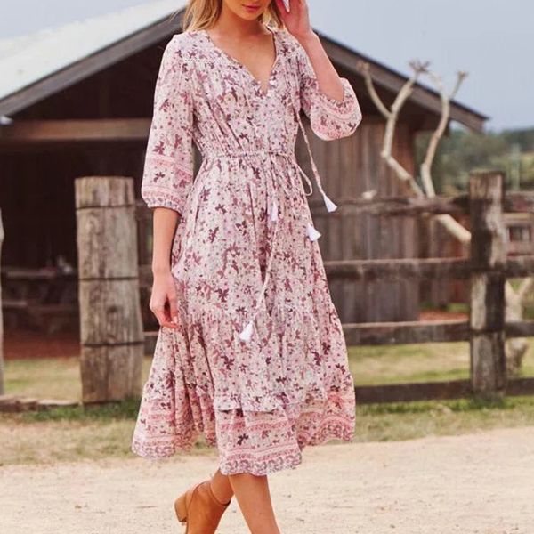 2021 new cotton pink floral print long dresses women summer beach robe vintage elastic waist casual dress chic vestidos xcl9, White
2021 new cotton pink floral print long dresses women summer beach robe vintage elastic waist casual dress chic vestidos xcl9, White