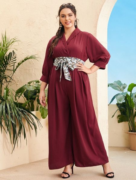 plus shawl neck floral belted shirt jumpsuit d98a#, Black
plus shawl neck floral belted shirt jumpsuit d98a#, Black