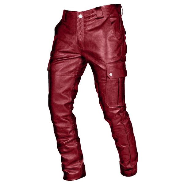 men's pants man retro leather motorcycle street autumn winter punk goth slim casual long trousers pantalon homme, Black
men's pants man retro leather motorcycle street autumn winter punk goth slim casual long trousers pantalon homme, Black