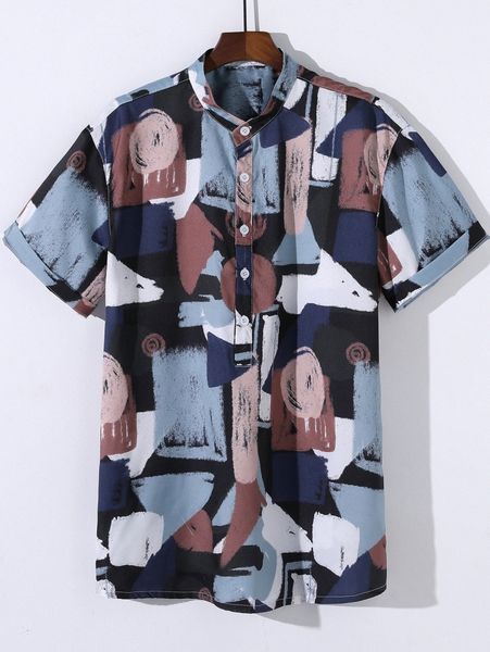 men random brush print shirt w3cq#, White;black
men random brush print shirt w3cq#, White;black