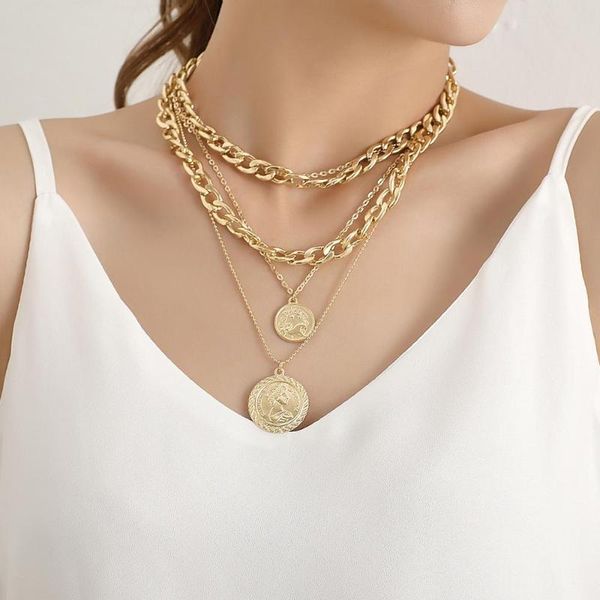 pendant necklaces old-fashioned vintage layered portrait coin peng dan lady necklace set stout thick cuban chain women's jewelry gift, Silver
pendant necklaces old-fashioned vintage layered portrait coin peng dan lady necklace set stout thick cuban chain women's jewelry gift, Silver