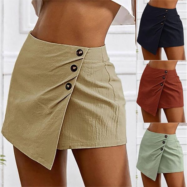 women's shorts 2021 summer fashion linen buttons pure color female casual loose culottes zipper irregular mujer, White;black
women's shorts 2021 summer fashion linen buttons pure color female casual loose culottes zipper irregular mujer, White;black