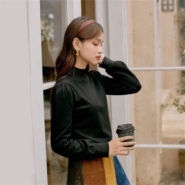 inman liwo series winter new arrival women's vintage half high collar lantern sleeve thick sweater 201221, White;black
inman liwo series winter new arrival women's vintage half high collar lantern sleeve thick sweater 201221, White;black