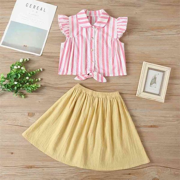summer children sets casual sleeveless single breasted striped solid skirt 2pcs girl clothes 18m-6t 210629, White
summer children sets casual sleeveless single breasted striped solid skirt 2pcs girl clothes 18m-6t 210629, White