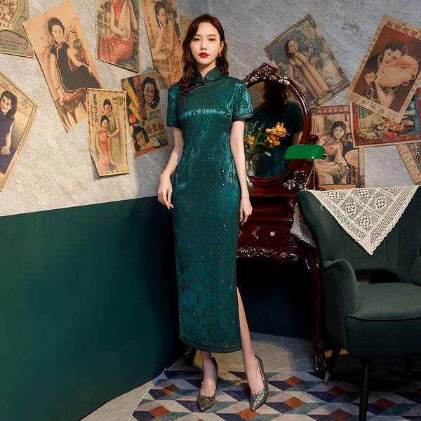 flower embroidery short sleeve lace long cheongsam female chiffon chinese qipao elegant traditional clothing size s-3xl, Red
flower embroidery short sleeve lace long cheongsam female chiffon chinese qipao elegant traditional clothing size s-3xl, Red