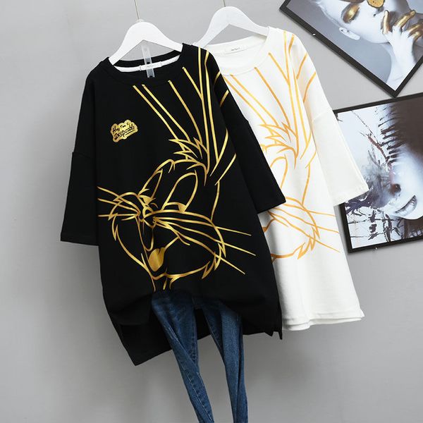 women's t-shirt female short sleeve shirt plus size, loose, brushed, half sleeve, bronze, rabbit design, thickened, autumn 7wdd, White
women's t-shirt female short sleeve shirt plus size, loose, brushed, half sleeve, bronze, rabbit design, thickened, autumn 7wdd, White