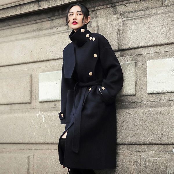 women's wool & blends high end double-sided cashmere coat in autumn and winter, Black
women's wool & blends high end double-sided cashmere coat in autumn and winter, Black
