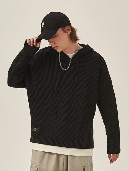 extended sizes men patched detail drawstring hooded sweater 006z#, White;black 
extended sizes men patched detail drawstring hooded sweater 006z#, White;black