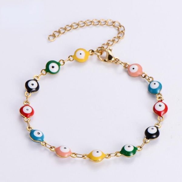 link, chain european and american color matching stainless steel bracelet women's titanium round eye, Black
link, chain european and american color matching stainless steel bracelet women's titanium round eye, Black