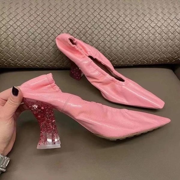 stylish women's small square toe med heels pumps slip on soft leather pink shoes c19, Black
stylish women's small square toe med heels pumps slip on soft leather pink shoes c19, Black