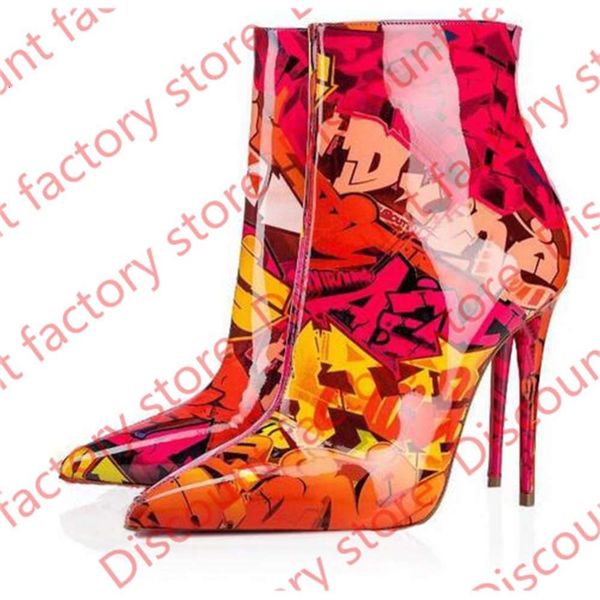new designer mixed colors print patent leather red bottom ankle boots pointed toe stiletto heels martin boots ladies spring winter shoes zip, Black
new designer mixed colors print patent leather red bottom ankle boots pointed toe stiletto heels martin boots ladies spring winter shoes zip, Black