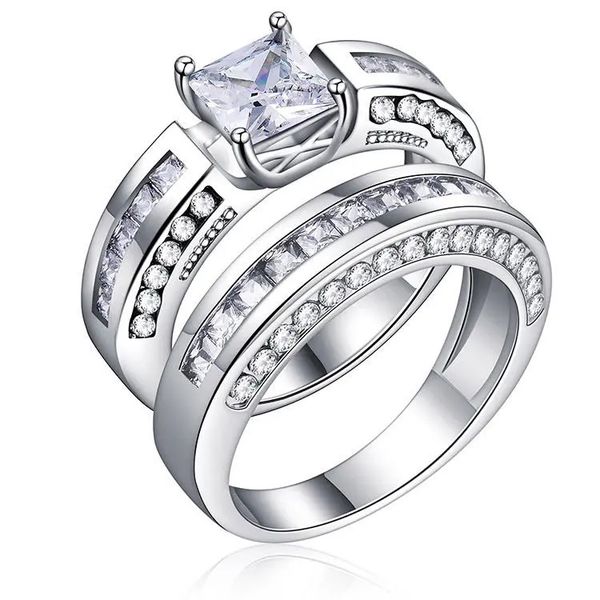 2 pcs/set classic cubic zirconia womens ring bridal wedding platinum band finger rings for women - purple 6, Silver
2 pcs/set classic cubic zirconia womens ring bridal wedding platinum band finger rings for women - purple 6, Silver