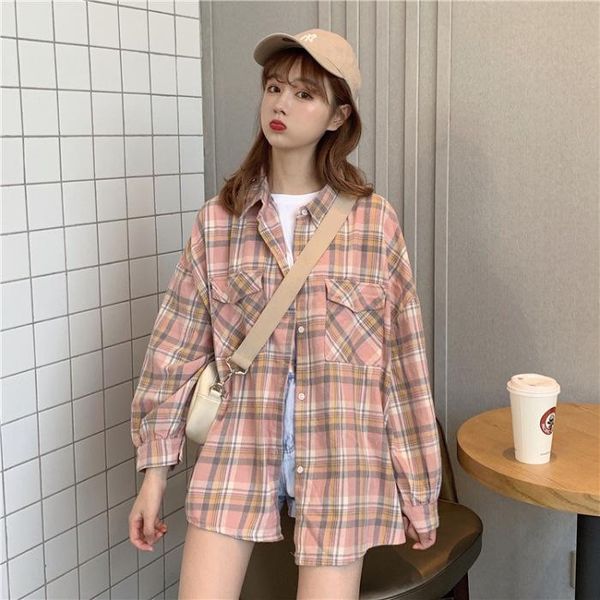 women's t-shirt spring and autumn 2021 the retro port style loose show thin bf wind net red checkered long-sleeved shirt hipster, White
women's t-shirt spring and autumn 2021 the retro port style loose show thin bf wind net red checkered long-sleeved shirt hipster, White
