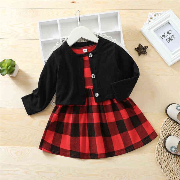 kids girls autumn outfit, plaid long sleeves loose dress + buttons cardigan 1-5 years girls casual sweet clothing set g220217, White
kids girls autumn outfit, plaid long sleeves loose dress + buttons cardigan 1-5 years girls casual sweet clothing set g220217, White