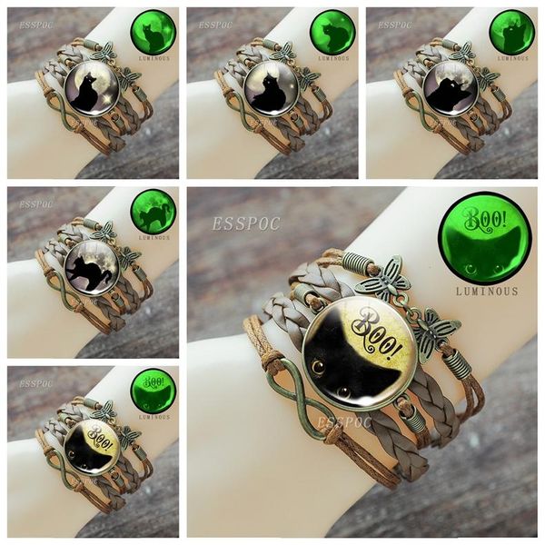 link, chain luminous black cat brown leather bracelet full moon glass cabochon jewelry glowing animal bangle creative gifts for women
link, chain luminous black cat brown leather bracelet full moon glass cabochon jewelry glowing animal bangle creative gifts for women