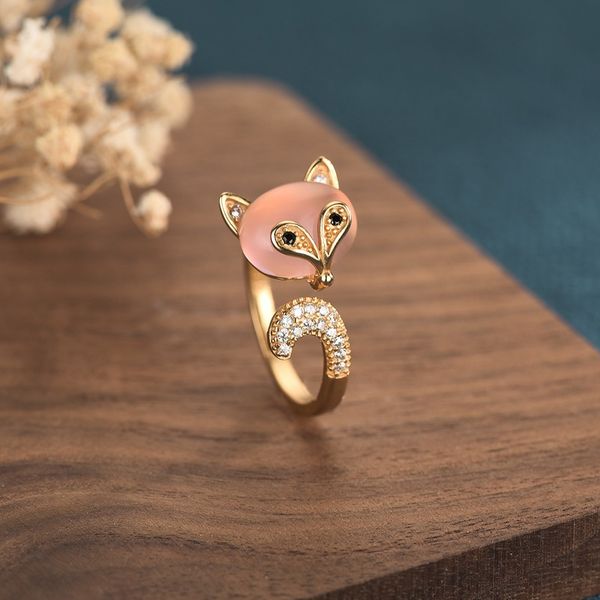 little fox hand jewelry creative design inlaid opal ring light luxury fashion new opening adjustable ring, Silver
little fox hand jewelry creative design inlaid opal ring light luxury fashion new opening adjustable ring, Silver