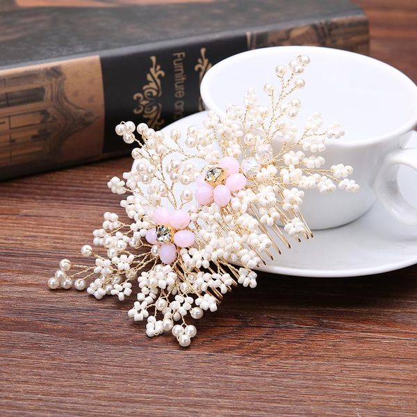 hair clips & barrettes pink beads flower handmade pearl comb jewelry for wedding bride gold color head piece girl wear, Golden;silver
hair clips & barrettes pink beads flower handmade pearl comb jewelry for wedding bride gold color head piece girl wear, Golden;silver