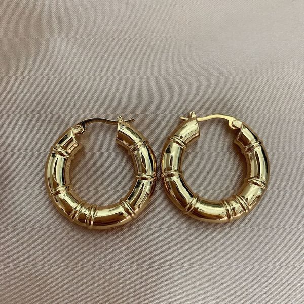 fashion earrings designer jewelry autumn and winter new celi bamboo round cool simple brass gold plated hoop style, Golden
fashion earrings designer jewelry autumn and winter new celi bamboo round cool simple brass gold plated hoop style, Golden