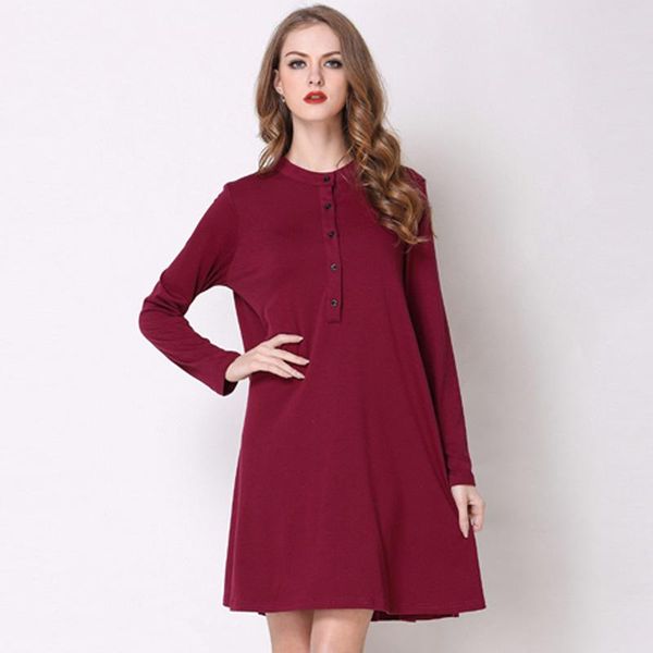 casual dresses arrive spring women dress round collar long sleeve woman clothing loose large size solid color cotton female, Black;gray
casual dresses arrive spring women dress round collar long sleeve woman clothing loose large size solid color cotton female, Black;gray