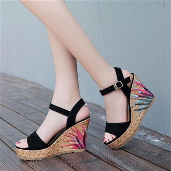 sandals summer elegant women dress shoes fashion design ankle buckle strap platform wedge femme open toe high heels size 34-39, Black
sandals summer elegant women dress shoes fashion design ankle buckle strap platform wedge femme open toe high heels size 34-39, Black