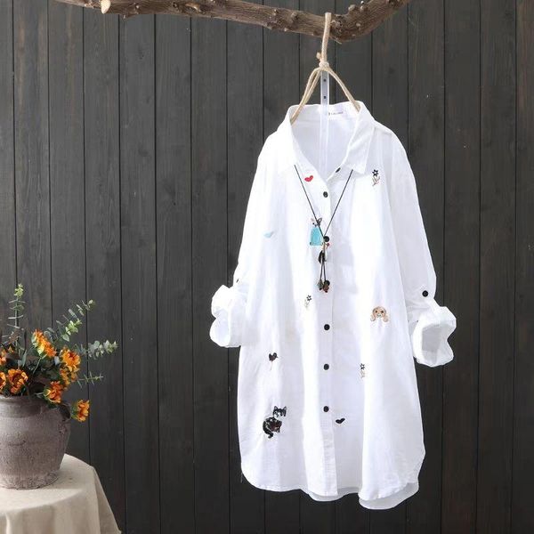 women's blouses & shirts cotton embroidered loose long white shirt 2021 spring and autumn casual ladies printed blouse
women's blouses & shirts cotton embroidered loose long white shirt 2021 spring and autumn casual ladies printed blouse