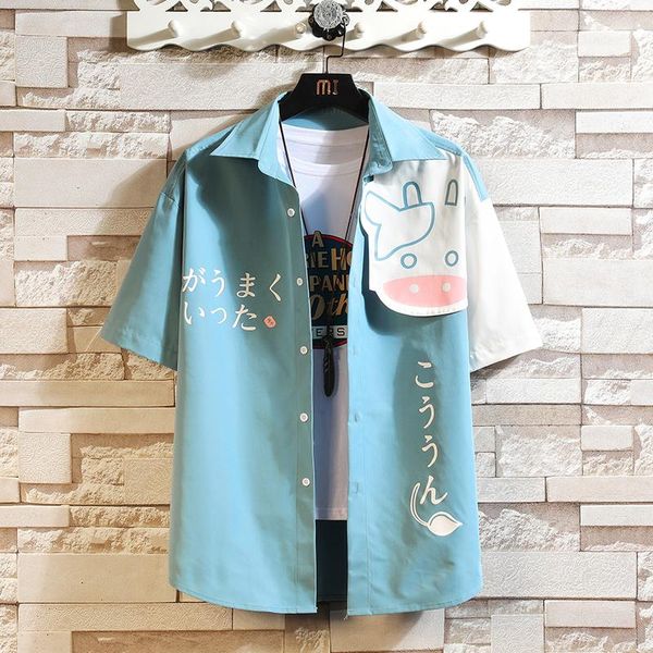 men's casual shirts us size animal cattle print brand 2021 summer janpan style beach shirt fashion short sleeve loose tee, White;black
men's casual shirts us size animal cattle print brand 2021 summer janpan style beach shirt fashion short sleeve loose tee, White;black