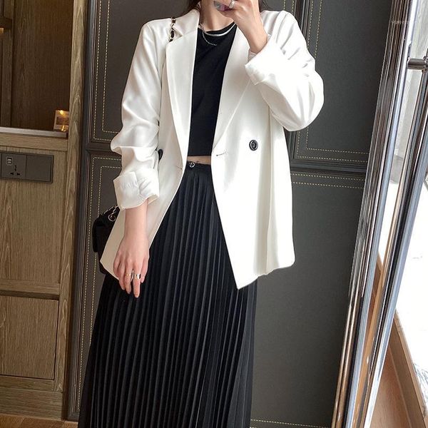 spring autumn long sleeve oversized suit jacket women's korean solid single button retro casual blzaer female, White;black
spring autumn long sleeve oversized suit jacket women's korean solid single button retro casual blzaer female, White;black