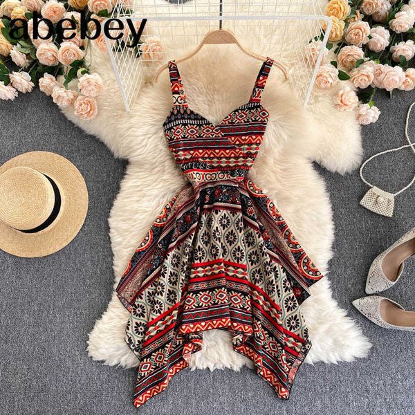 style women holiday dress summer spaghetti strap sleeveless geometric print high waist irregular beach dresses 210715, Black;gray
style women holiday dress summer spaghetti strap sleeveless geometric print high waist irregular beach dresses 210715, Black;gray