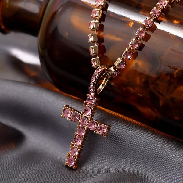 chains rhinestone cross clavicle chain pendant necklace for women fashion shiny pink crystal tennis wedding jewelry gift, Silver
chains rhinestone cross clavicle chain pendant necklace for women fashion shiny pink crystal tennis wedding jewelry gift, Silver