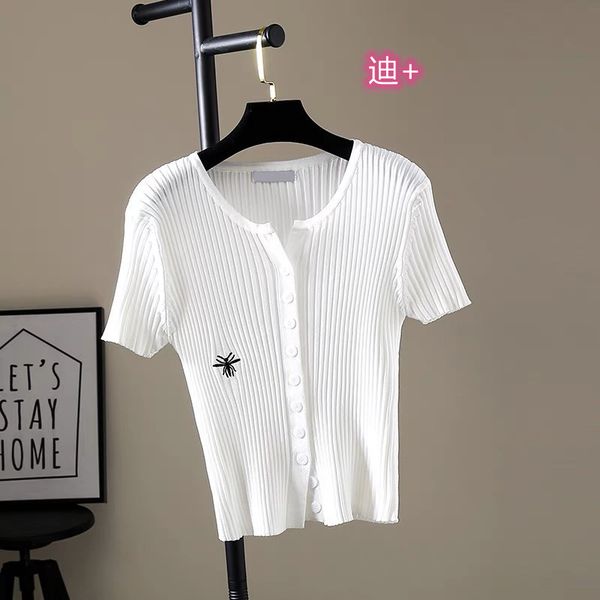 21 summer fashion di + little bee knitted short sleeve cardigan for casual wear, White
21 summer fashion di + little bee knitted short sleeve cardigan for casual wear, White