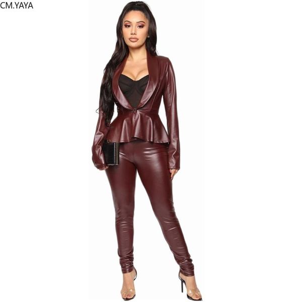 two piece dress gl fall winter women's set long sleeve pu leather ruffles jacket pants suit night club streetwear tracksuit bn026, White
two piece dress gl fall winter women's set long sleeve pu leather ruffles jacket pants suit night club streetwear tracksuit bn026, White