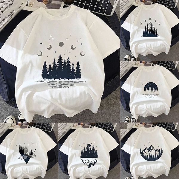 white t-shirt landscape reflection print dark forest harajuku shirt short mouw women's clothing losse summer casual wear
white t-shirt landscape reflection print dark forest harajuku shirt short mouw women's clothing losse summer casual wear
